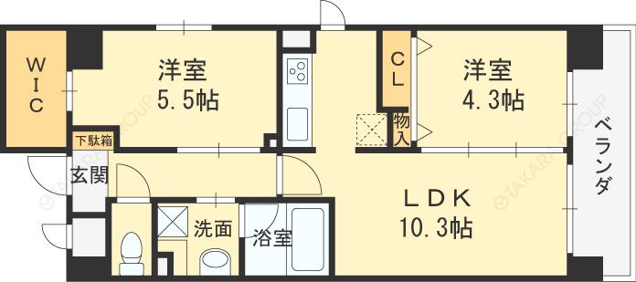 ノーブル関目(2LDK/1階)の間取り写真