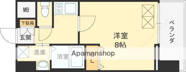 W.O.B.KYOBASHI(1K/7階)の間取り写真