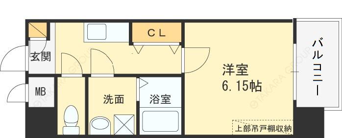 ウインズコート都島(1K/3階)の間取り写真
