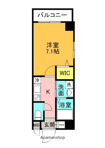 グラングレース都島(1K/8階)の間取り写真