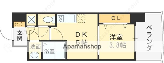 セレニテ京橋クレア(1DK/2階)の間取り写真