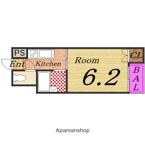 フローラルステージ桜ノ宮(1K/3階)の間取り写真