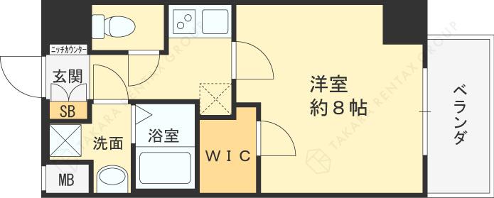 SPコート大阪城東(1K/8階)の間取り写真