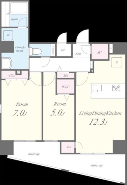 セイワパレス森ノ宮中央(2LDK/8階)の間取り写真