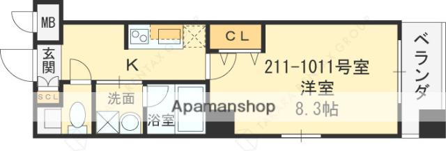 プロスペリタ野江(1K/5階)の間取り写真