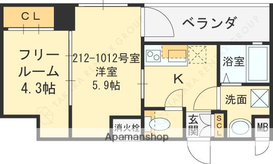 プロスペリタ野江(1DK/2階)の間取り写真