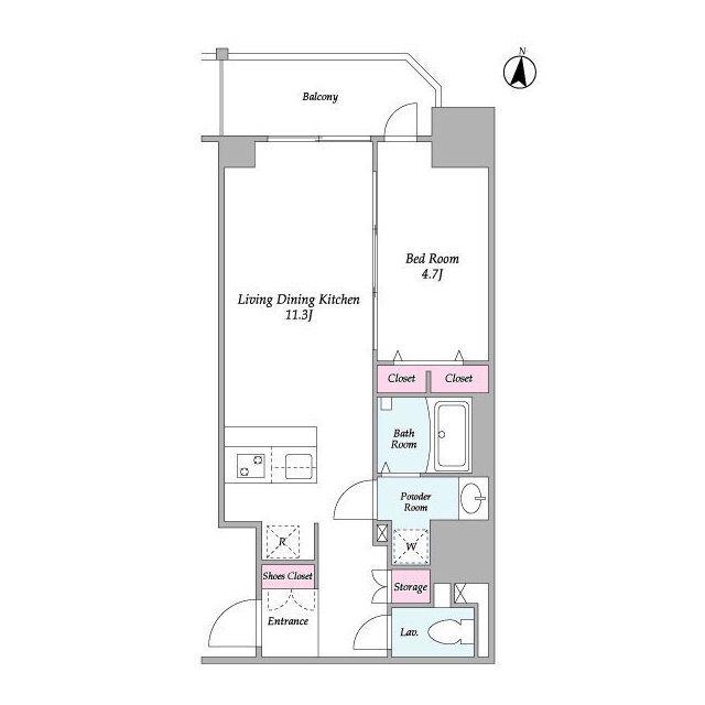 コンフォリア・リヴ新大阪ウエスト(1LDK/9階)の間取り写真