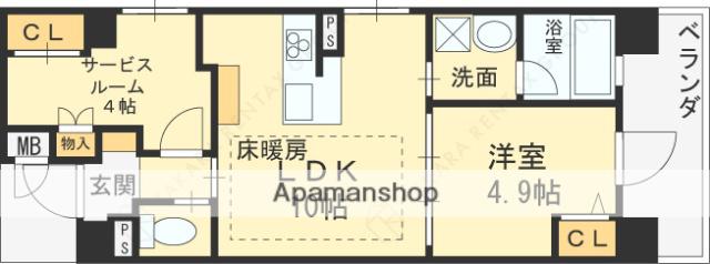 T・MISSION IN CRYSTAL OSAKA(1SLDK/3階)の間取り写真