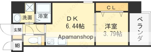 グランステディ城東中央(1DK/6階)の間取り写真