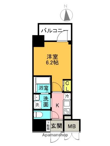 JMFレジデンス都島(1K/6階)の間取り写真