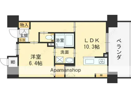 OPH枚方駅前(1LDK/12階)の間取り写真