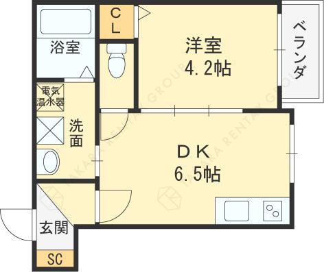 パシフィック千林(1DK/2階)の間取り写真