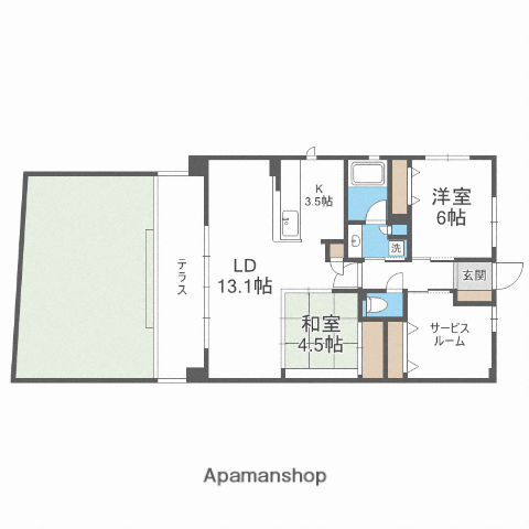 ラウロ相川(2SLDK/1階)の間取り写真