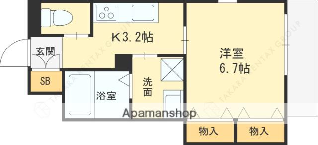 都島区中野町ヘーベルメゾン(1K/1階)の間取り写真