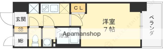 スワンズシティ大阪クレアスト(1K/7階)の間取り写真