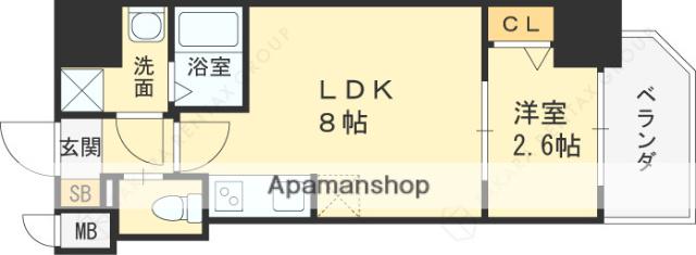 スワンズシティ大阪クレアスト(1LDK/2階)の間取り写真