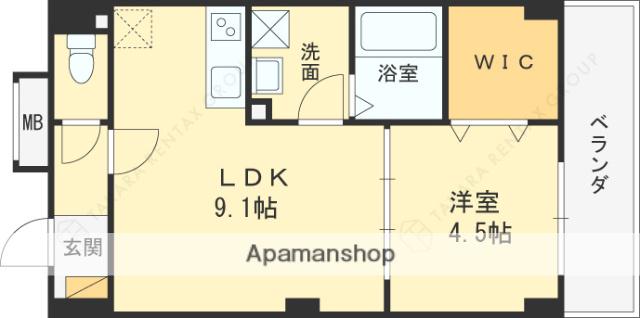 アルカンシェルコート緑橋(1LDK/1階)の間取り写真