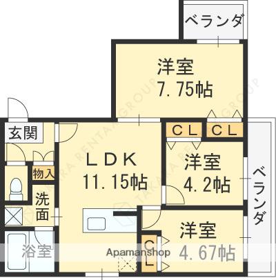 エス.フィールド奏(3LDK/3階)の間取り写真