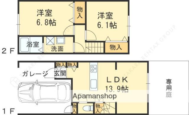 大阪メトロ谷町線 都島駅 徒歩7分 2階建 築75年(2LDK)の間取り写真