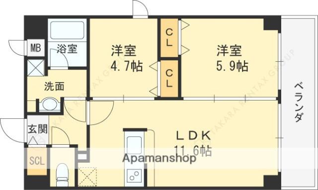 レジデンシア都島アイラ(2LDK/5階)の間取り写真