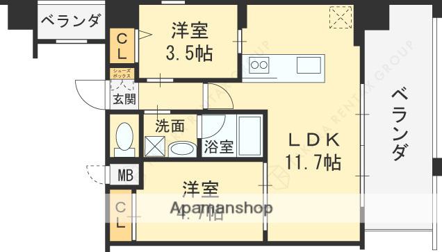 メトロ守口(2LDK/8階)の間取り写真