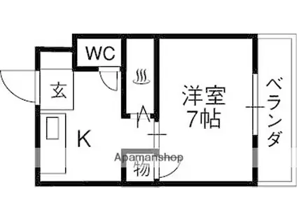 津之江パークハイツ2号館(1K/3階)の間取り写真