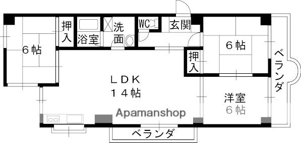 ピアリッジ太子堂Ⅰ(3LDK/3階)の間取り写真