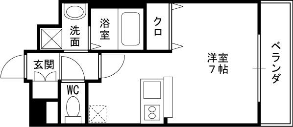 プレサンス大阪城公園 ファーストシート(1K/3階)の間取り写真