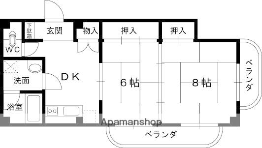 翠香園コーポ百合2(2DK/3階)の間取り写真