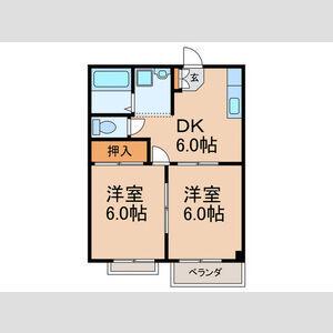 タウニーTOYOSATO(2DK/3階)の間取り写真
