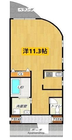 パルドミール(1K/4階)の間取り写真