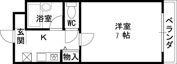 ベルビュー横堤(1K/2階)の間取り写真