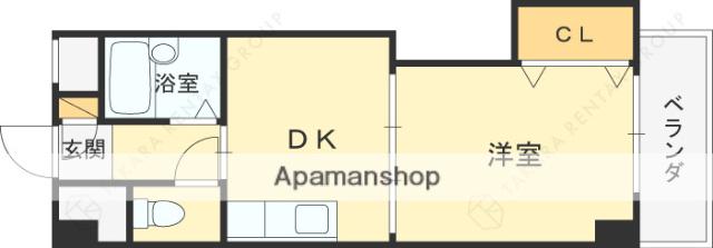 豊新グランドハイツ北(1DK/5階)の間取り写真