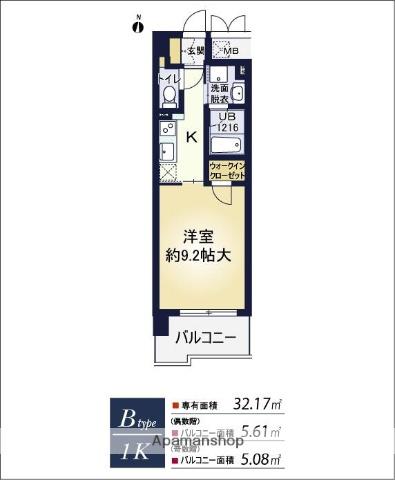 ア・ミュゼ新大阪(1K/9階)の間取り写真