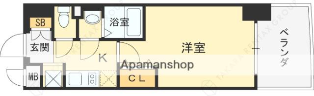 LUXE淡路Ⅱ(1K/9階)の間取り写真