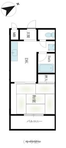 エバービューハイツ(ワンルーム/6階)の間取り写真