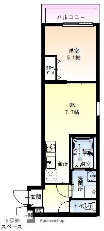 フジパレス下新庄駅東Ⅵ番館(1DK/3階)の間取り写真