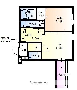 フジパレス下新庄駅東Ⅶ番館(1LDK/1階)の間取り写真