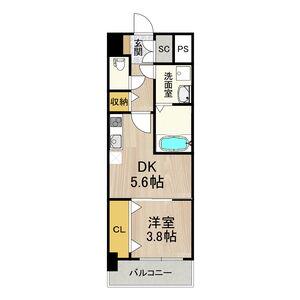 スプランディッド新大阪イースト(1DK/5階)の間取り写真