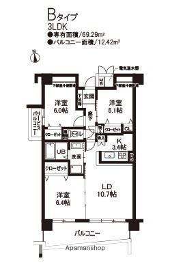 シャトレ秋桜(3LDK/2階)の間取り写真
