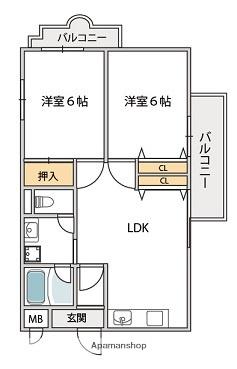 パークサイド三木第2(3LDK/1階)の間取り写真