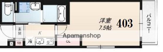 リアコート下新庄2(1K/4階)の間取り写真