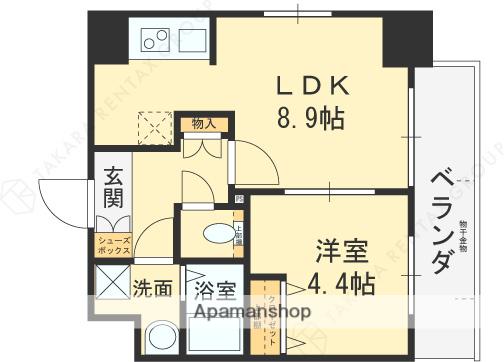 CREST TAPP新大阪(1LDK/9階)の間取り写真
