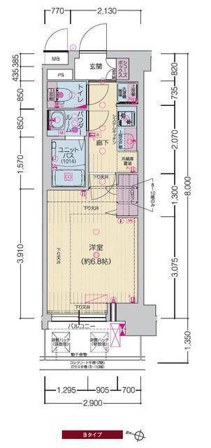 プレサンスOSAKA西中島リエゾン(1K/4階)の間取り写真