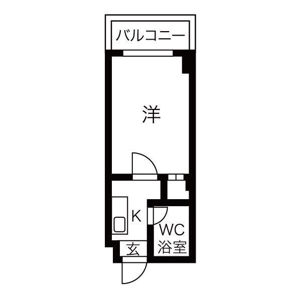 マンション セレーネ(1K/6階)の間取り写真