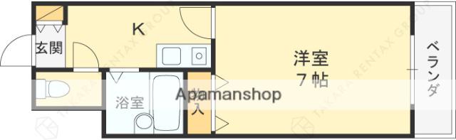 大隅芙蓉ハイツ(1K/4階)の間取り写真
