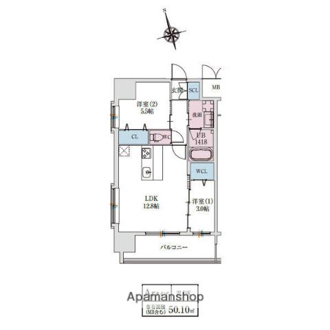 スプランディッドライズ新大阪ノース(2LDK/7階)の間取り写真