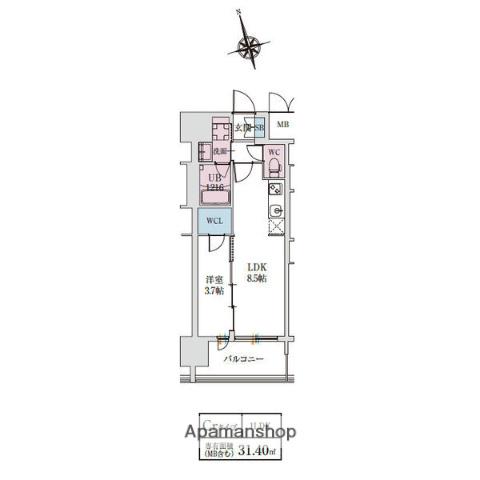 スプランディッドライズ新大阪ノース(1LDK/3階)の間取り写真