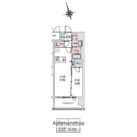 スプランディッドライズ新大阪ノース(1LDK/11階)の間取り写真