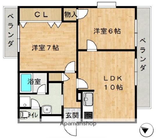 エステート小松(2LDK/6階)の間取り写真